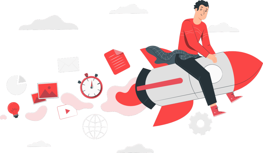 human riding the rocket